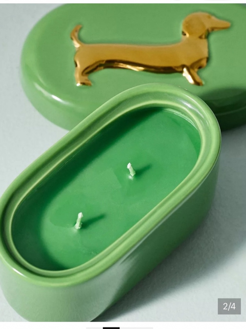 Anthropologie "Dachshund Gourmand Pistachio Ceramic Candle" NWT - Picture 4 of 5